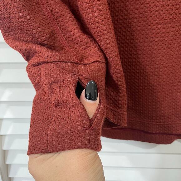 Prana Burgundy Long Sleeve Half Zip Wool Wensley Top Size S - Picture 11 of 12